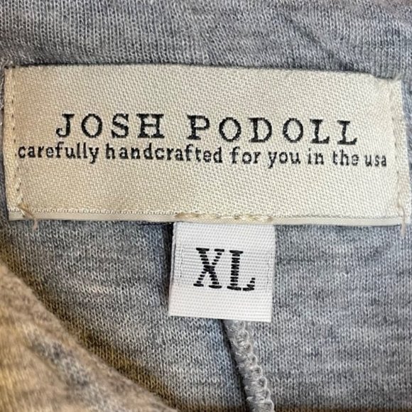 Josh Podoll Grey Crinkle Button Neck Hoodie, XL - Picture 7 of 8